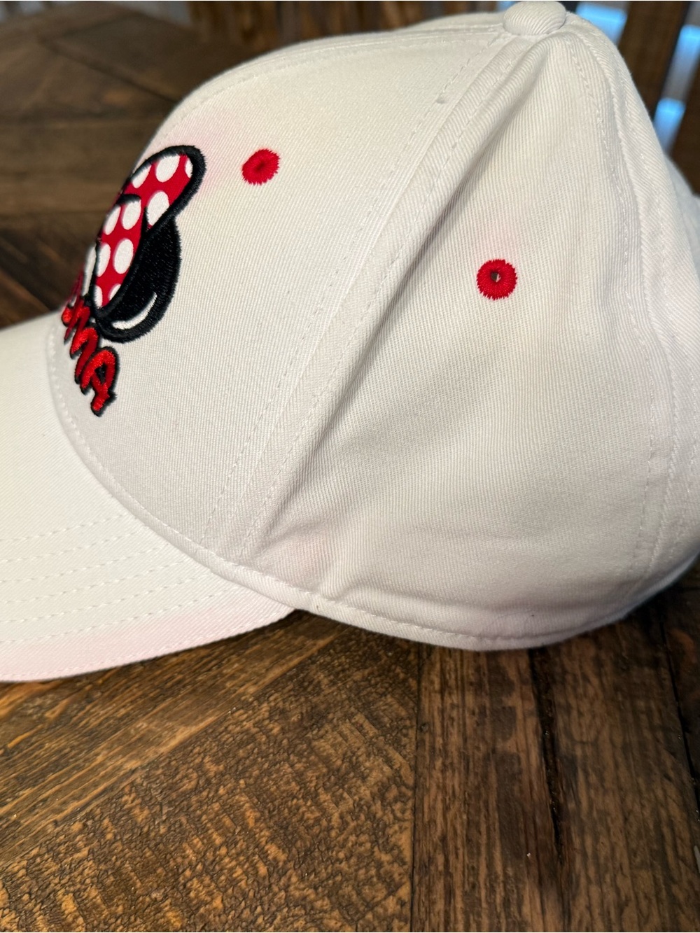 Disney Grandma Minnie Bow White Baseball Cap with Red Polka Dot - Picture 6 of 7